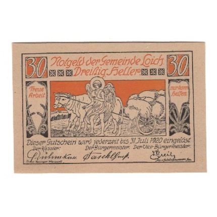 Geldschein, Österreich, Loich N.Ö. Gemeinde, 30 Heller, texte 1, 1920