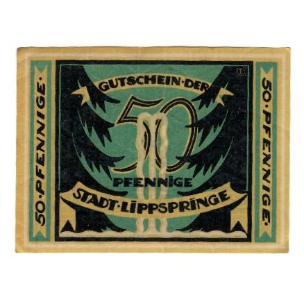 Banknote, Germany, Lippspringe, Bad Stadt, 50 Pfennig, arbre, 1921, 1920-05-28
