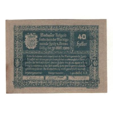 Banknote, Austria, Spitz an der Donau, 50 Heller, Texte, 1920, 1920-10-31