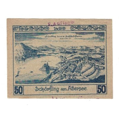 Banknote, Austria, Schörfling am Attersee O.Ö. Marktgemeinde, 50 Heller