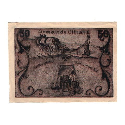 Geldschein, Österreich, Ottnang O.Ö. Gemeinde, 50 Heller, paysage, 1920