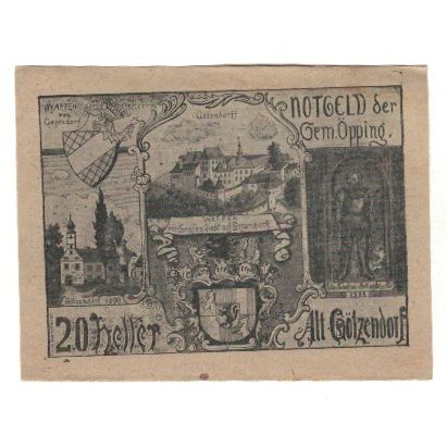 Geldschein, Österreich, Öpping O.Ö. Gemeinde, 20 Heller, Texte, 1920