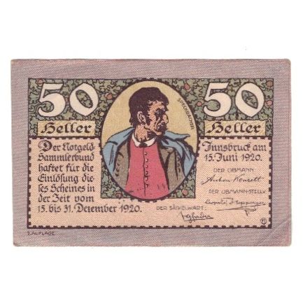 Banknote, Austria, Innsbruck Tirol Prv. Notgeld Sammlerbund Innsbruck, 50