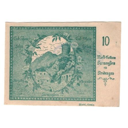 Geldschein, Österreich, Sarmingstein Im Strudengau, 10 Heller, N.D, 1920