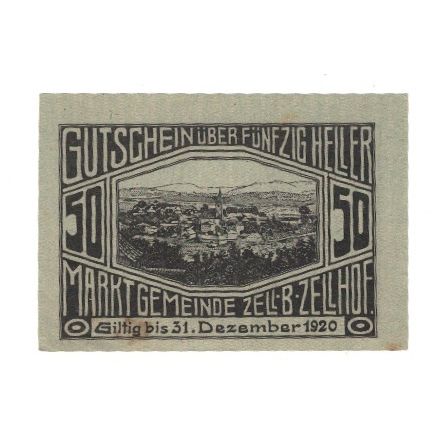 Banknote, Austria, Zell bei Zellhof O.Ö. Marktgemeinde, 50 Heller, paysage