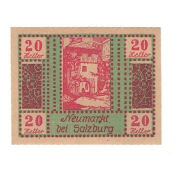 Banknote, Austria, Neumarkt Bei Salzburg Sbg. Gemeinde, 20 Heller, paysage