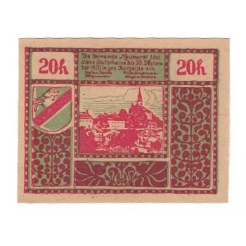 Banknote, Austria, Neumarkt Bei Salzburg Sbg. Gemeinde, 20 Heller, paysage