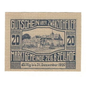 Banknote, Austria, Zell bei Zellhof O.Ö. Marktgemeinde, 20 Heller, paysage