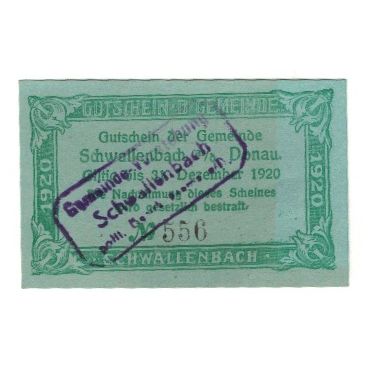 Billet, Autriche, Schwallenbach An Der Donau, 20 Heller, Texte, 1920