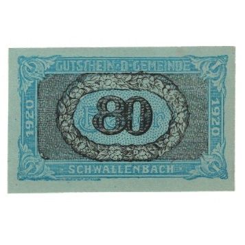 Billet, Autriche, Schwallenbach An Der Donau, 80 Heller, Texte, 1920