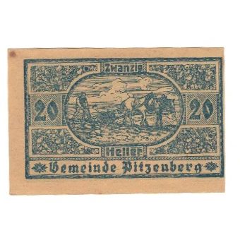 Geldschein, Österreich, Pitzenberg O.Ö. Gemeinde, 20 Heller, personnage, 1920