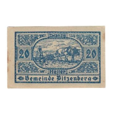 Geldschein, Österreich, Pitzenberg O.Ö. Gemeinde, 20 Heller, personnage 1
