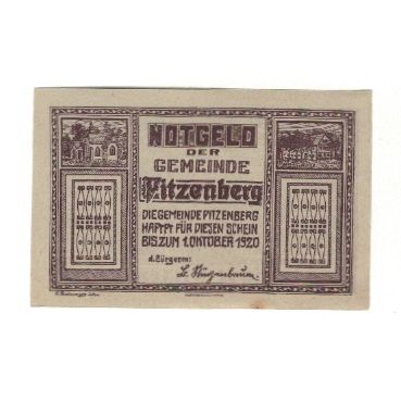 Banknote, Austria, Pitzenberg O.Ö. Gemeinde, 50 Heller, personnage, 1920