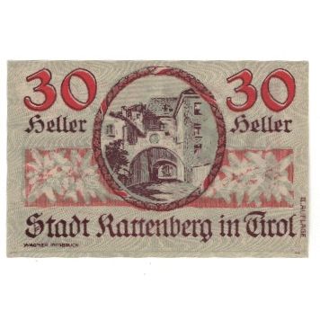 Geldschein, Österreich, Rattenberg, 30 Heller, Blason, 1920, 1920-12-31, VZ