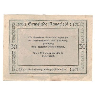 Geldschein, Österreich, Donautalnotgeld O.Ö. der Gemeinden, 30 Heller, Texte