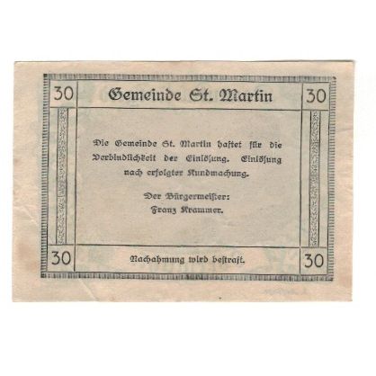 Geldschein, Österreich, Donautalnotgeld O.Ö. der Gemeinden, 30 Heller, Texte