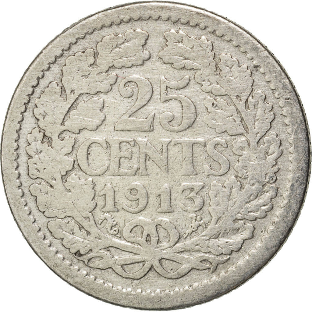 Pays-Bas, Wilhelmina I, 25 Cents, 1613, Argent, B+, KM:146