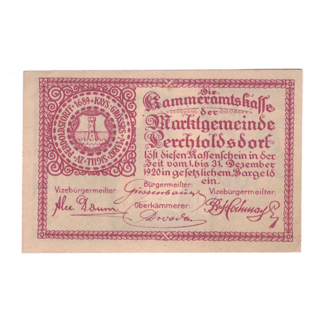 Geldschein, Österreich, Perchtoldsdorf N.Ö. Gemeinde, 10 Heller, Texte, 1920