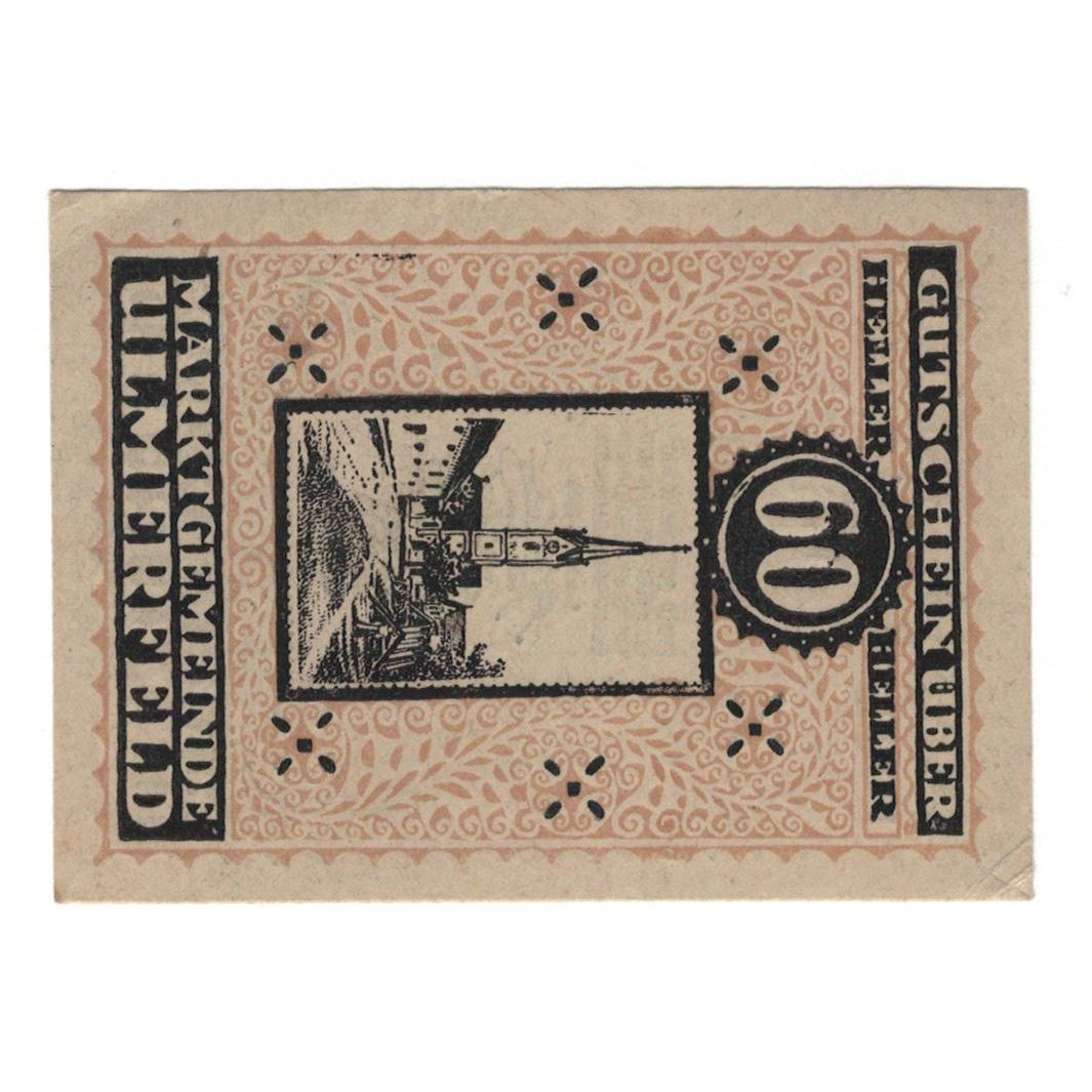 Geldschein, Österreich, Ulmerfeld N.Ö. Marktgemeinde, 60 Heller, Texte, 1920