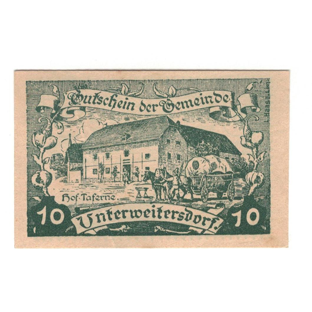 Geldschein, Österreich, Unterweitersdorf O.Ö. Gemeinde, 10 Heller, Texte