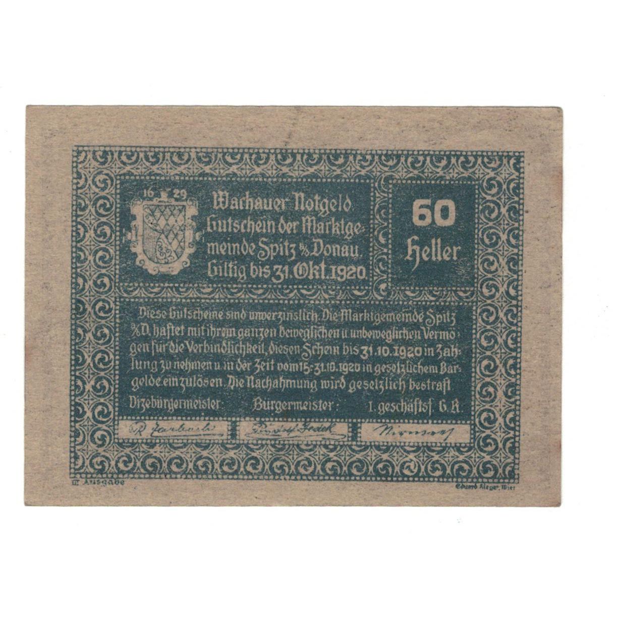 Geldschein, Österreich, Wachauer Notgeld - Spitz - Kirche N.Ö. Gemeinde, 50