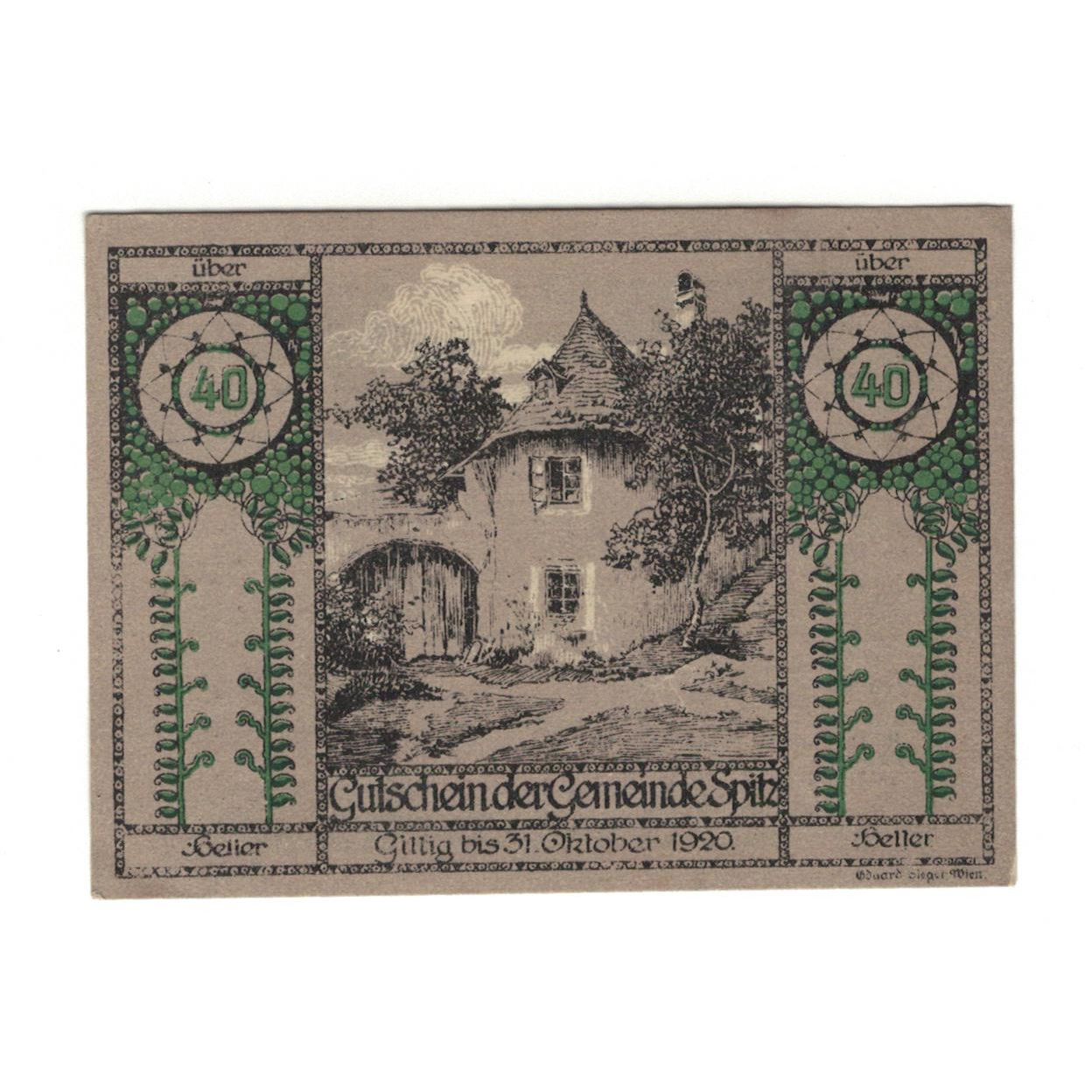 Geldschein, Österreich, Wachauer Notgeld - Spitz - Kirche N.Ö. Gemeinde, 40