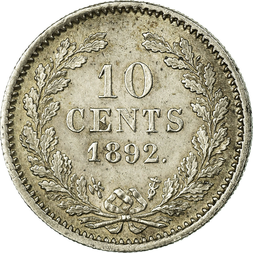 Netherlands, Wilhelmina I, 10 Cents, 1892, Silver, AU(55-58), KM:116