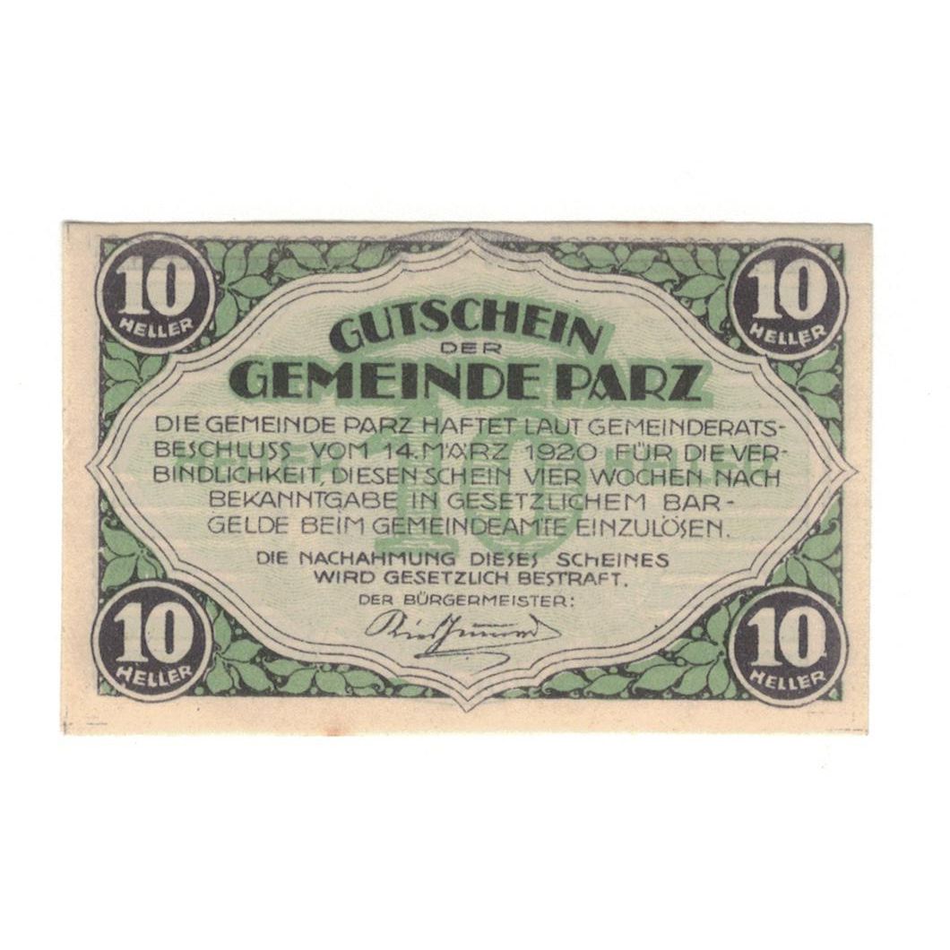 Geldschein, Österreich, Parz O.Ö. Gemeinde, 10 Heller, paysage, 1920