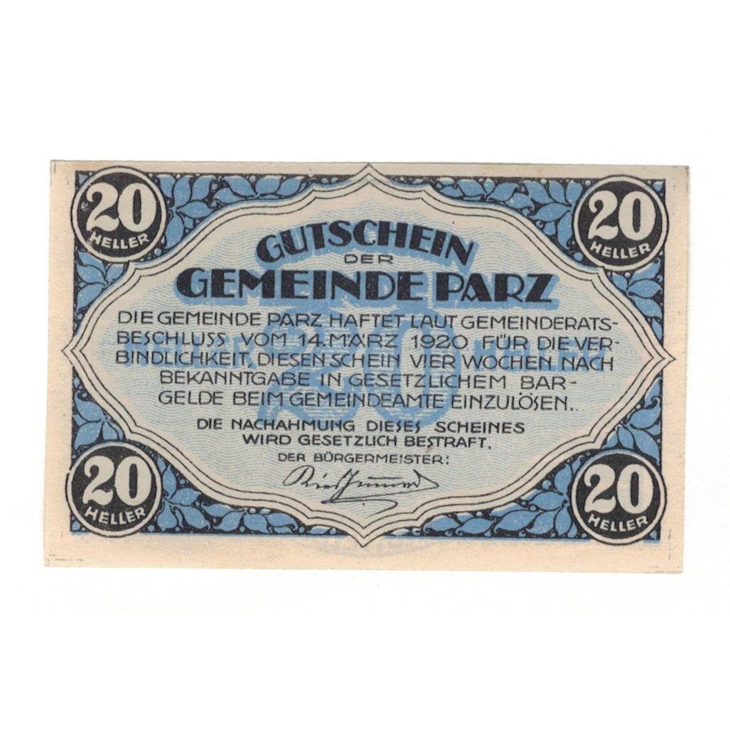 Geldschein, Österreich, Parz O.Ö. Gemeinde, 20 Heller, paysage, 1920