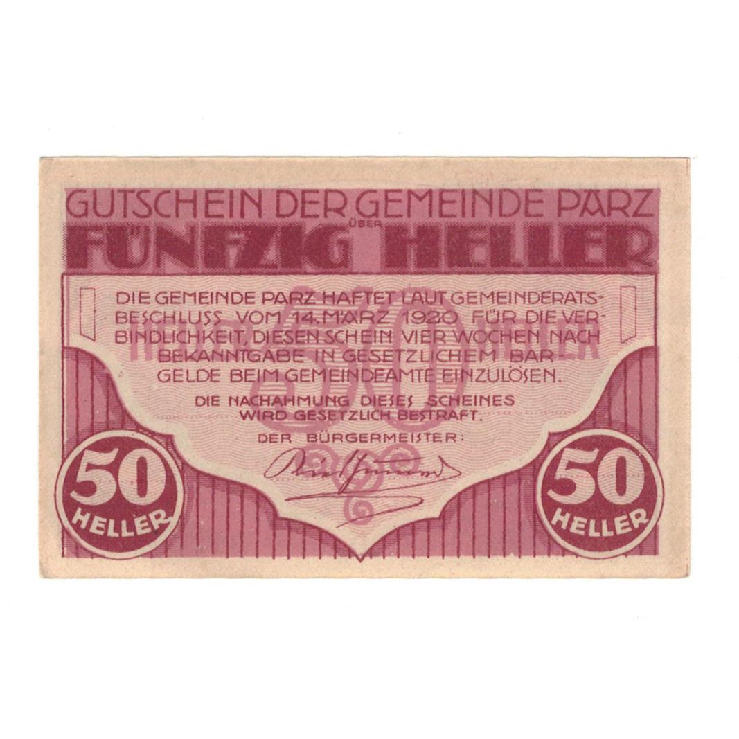 Geldschein, Österreich, Parz O.Ö. Gemeinde, 50 Heller, paysage, 1920