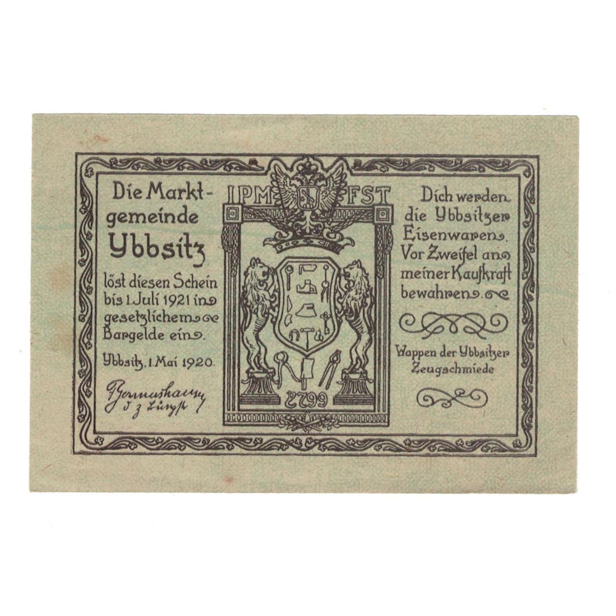 Geldschein, Österreich, Ybbsitz N.Ö. Marktgemeinde, 10 Heller, paysage, 1920