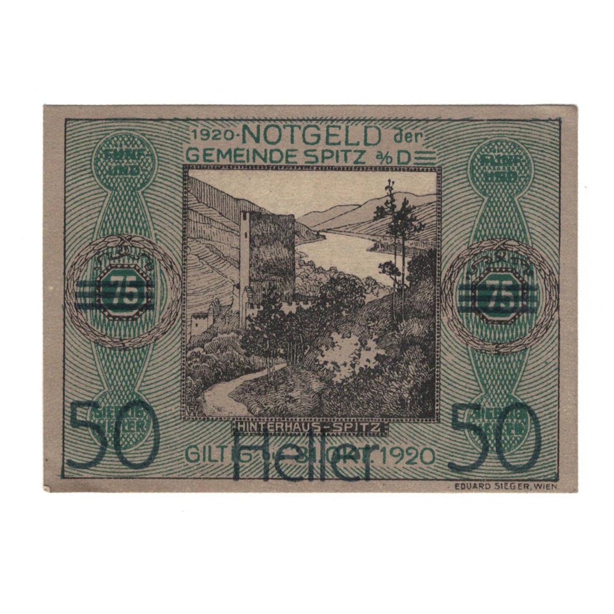 Geldschein, Österreich, Wachauer Notgeld - Spitz - Kirche N.Ö. Gemeinde, 50