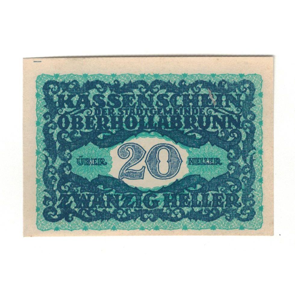 Geldschein, Österreich, Oberhollabrunn N.Ö. Gemeinde, 20 Heller, Monument