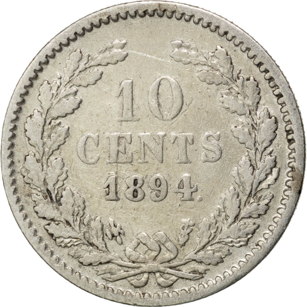 Netherlands, Wilhelmina I, 10 Cents, 1894, Silver, VF(30-35), KM:116