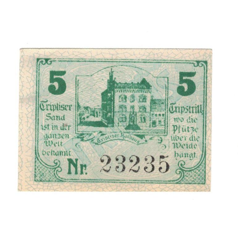 Geldschein, Deutschland, Triptis Stadt, 5 Pfennig, village, 1920, 1922-06-30