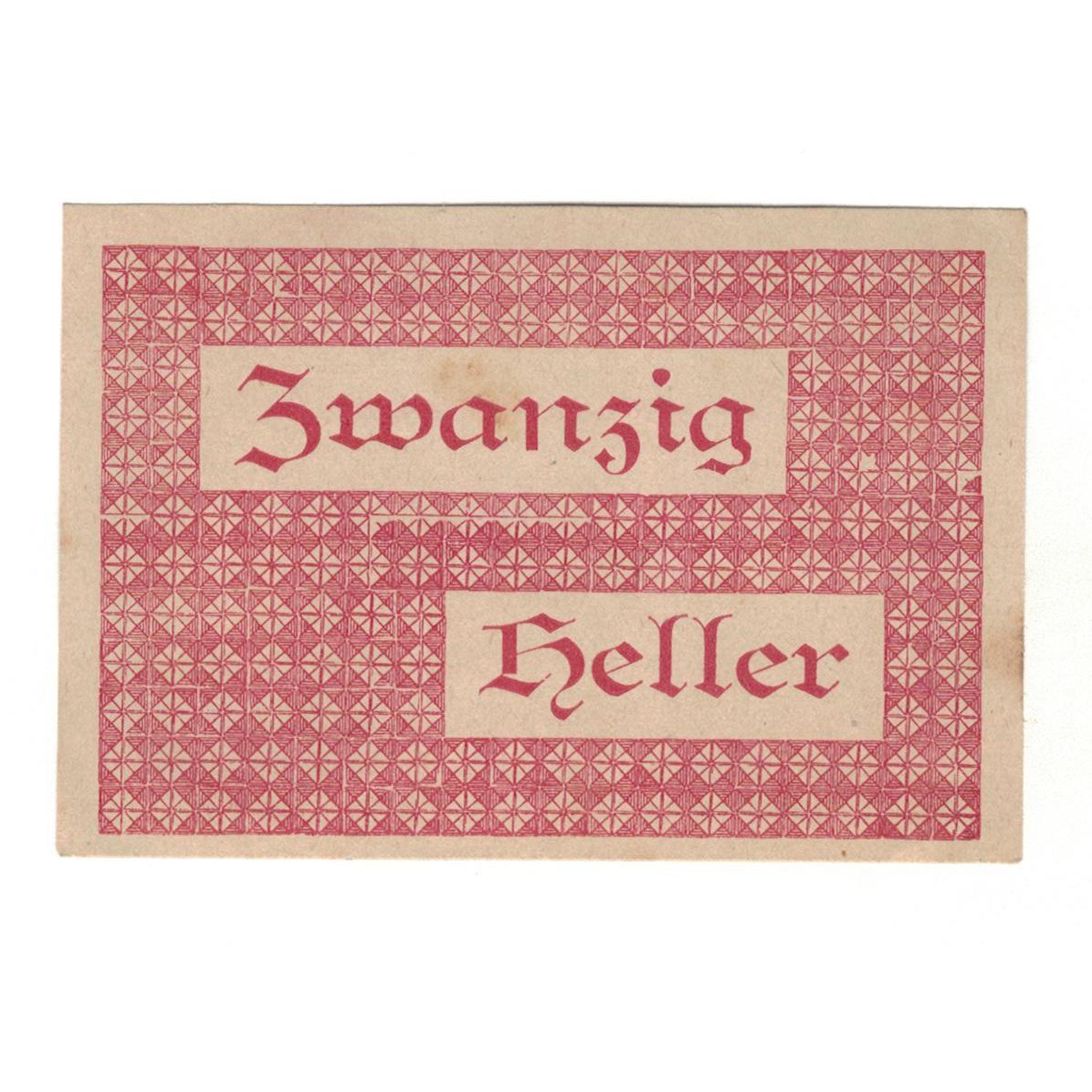 Geldschein, Österreich, Vorderstoder O.Ö. Gemeinde, 20 Heller, Texte, 1920