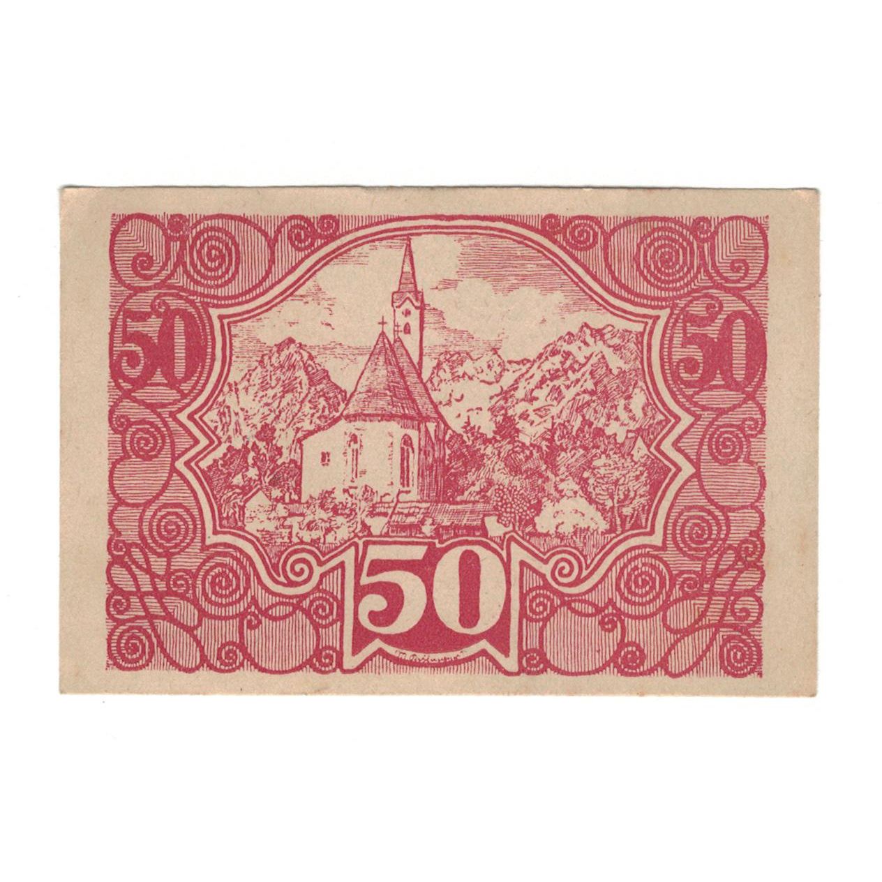 Geldschein, Österreich, Vorderstoder O.Ö. Gemeinde, 50 Heller, paysage, 1920