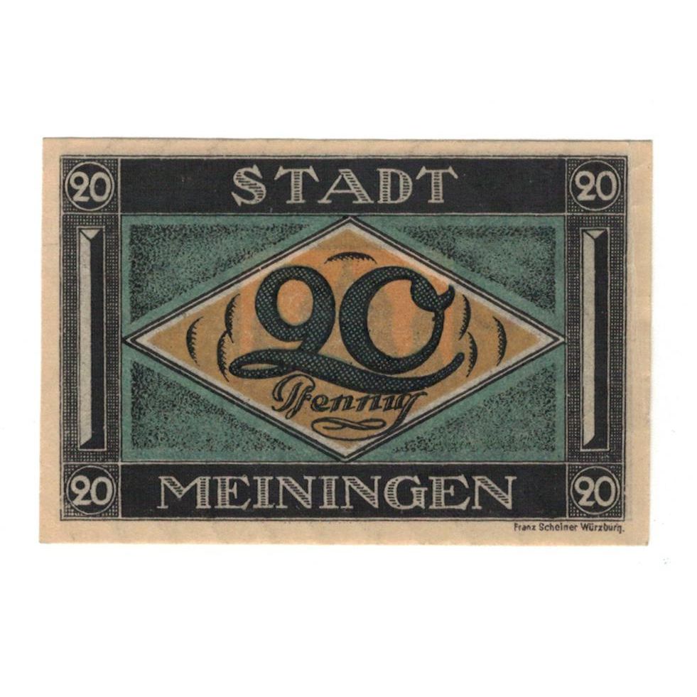 Geldschein, Deutschland, Meiningen Stadt, 20 Pfennig, valeur faciale, 1921