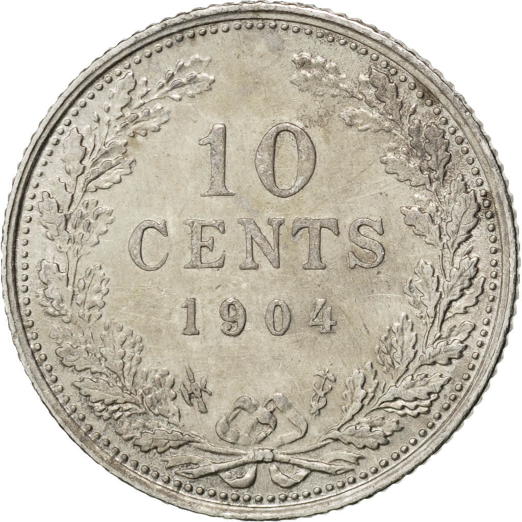 Paesi Bassi, Wilhelmina I, 10 Cents, 1904, Argento, SPL-, KM:136