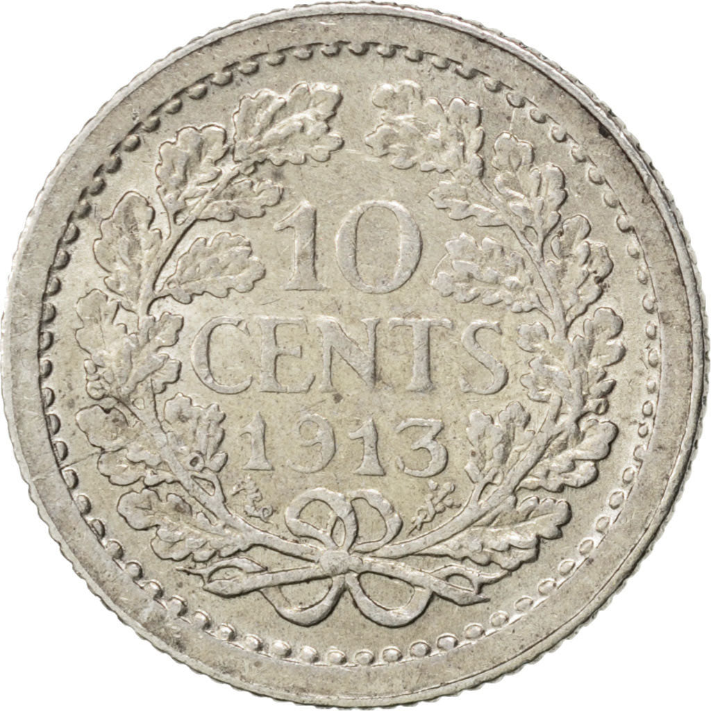 Netherlands, Wilhelmina I, 10 Cents, 1913, Silver, AU(55-58), KM:145