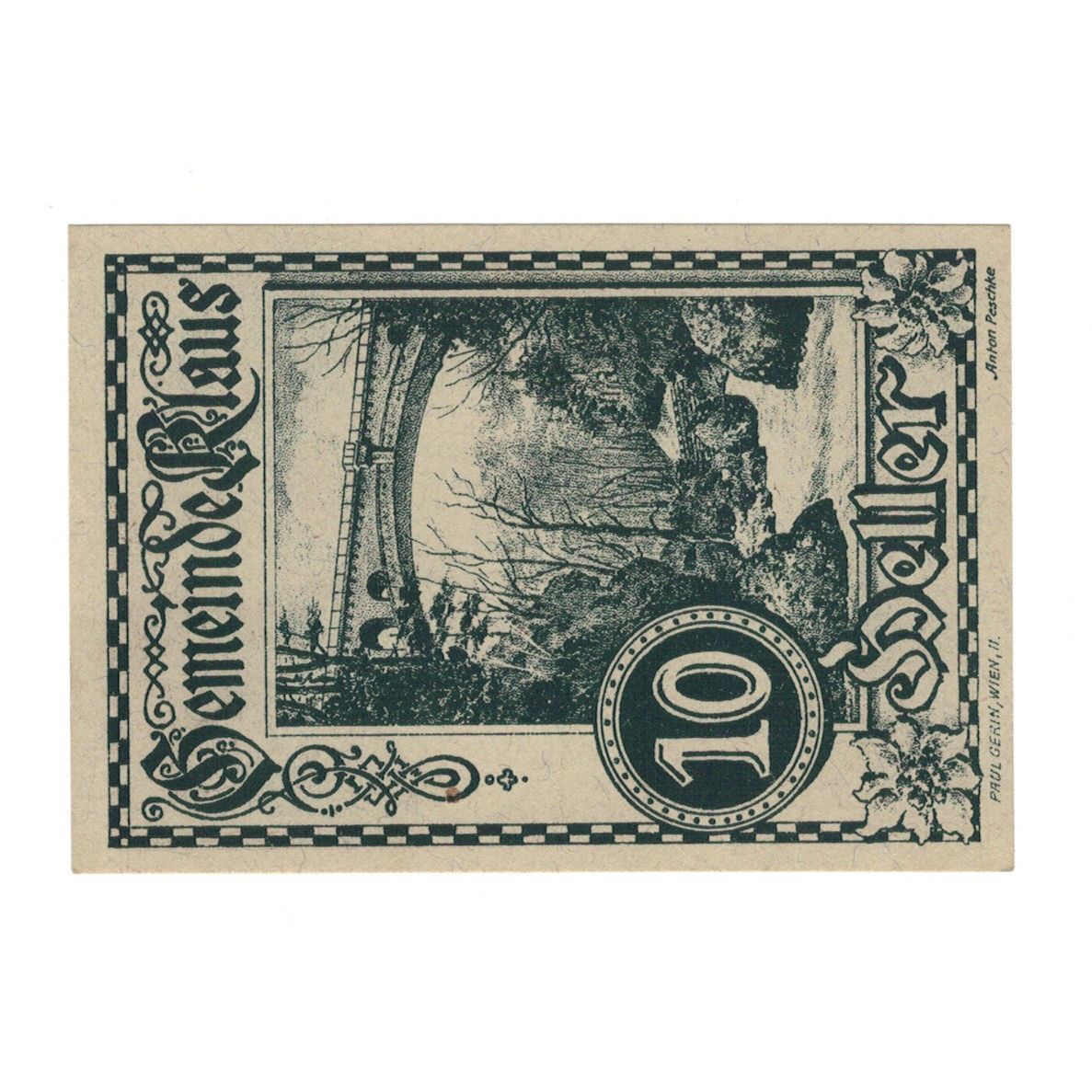Geldschein, Österreich, Klaus O.Ö. Gemeinde, 10 Heller, Texte 2, 1920