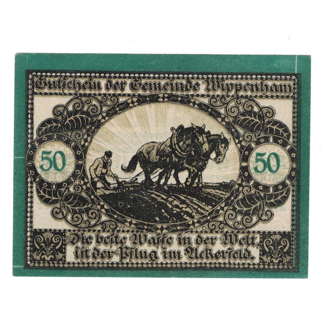 Geldschein, Österreich, Wippenham O.Ö. Gemeinde, 50 Heller, Texte, 1920