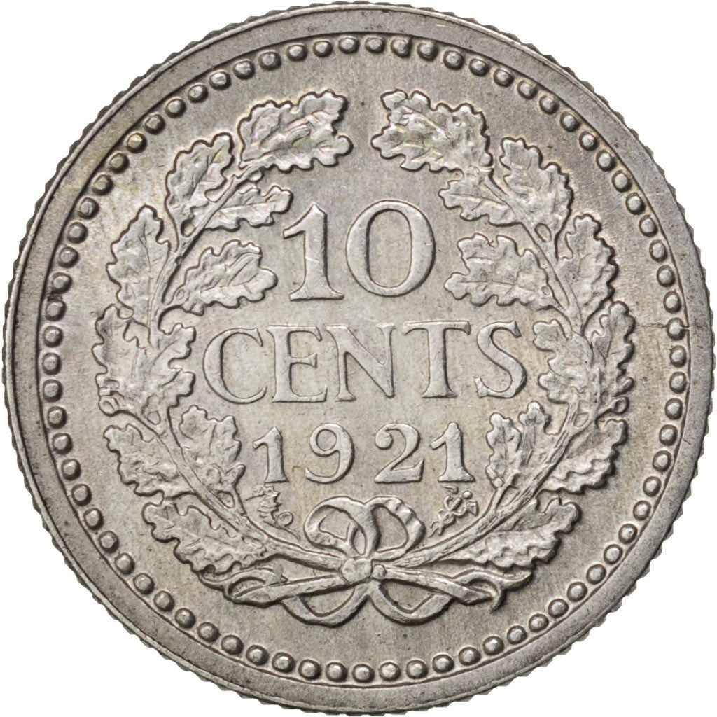 Netherlands, Wilhelmina I, 10 Cents, 1921, Silver, MS(63), KM:145