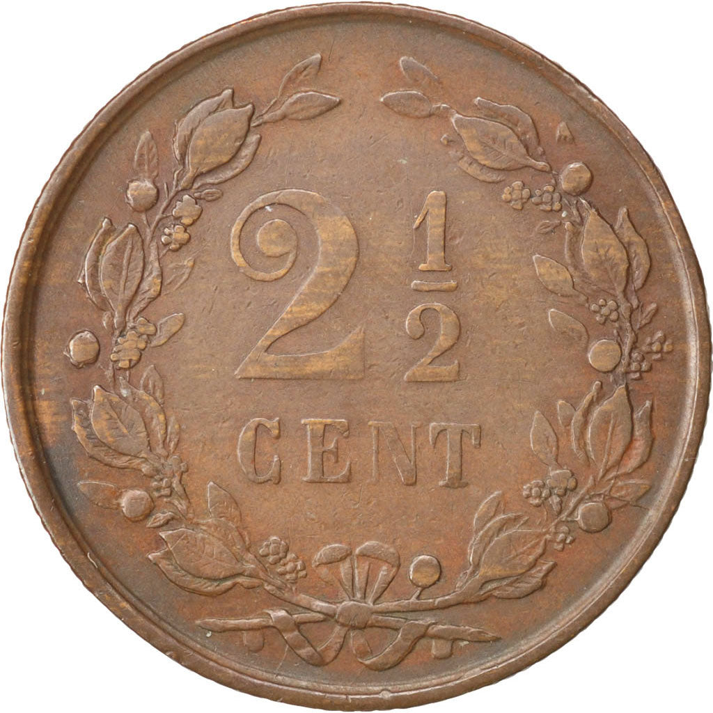 Netherlands, Wilhelmina I, 2-1/2 Cent, 1894, Bronze, EF(40-45), KM:108.2