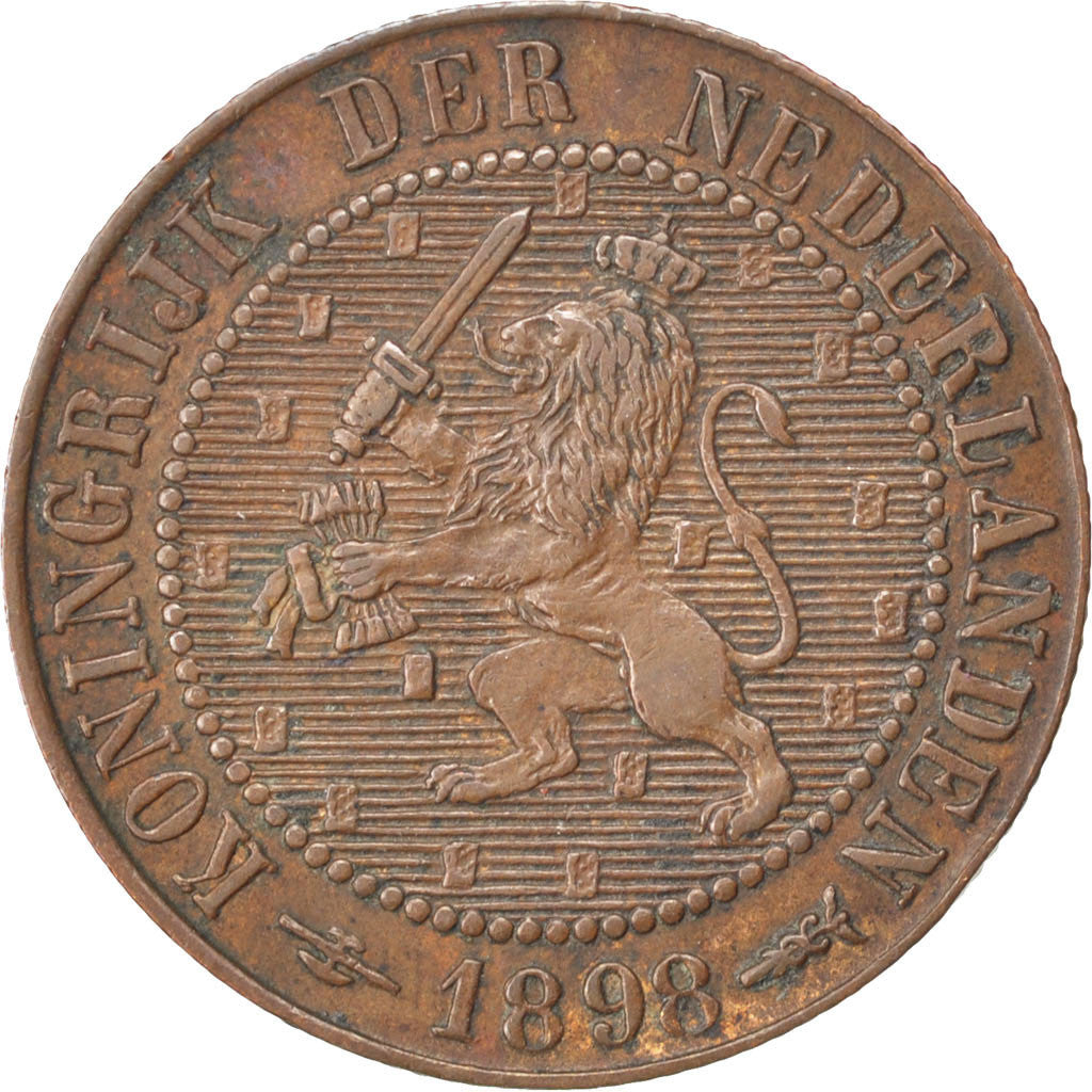 Netherlands, Wilhelmina I, 2-1/2 Cent, 1898, Bronze, AU(50-53), KM:108.2