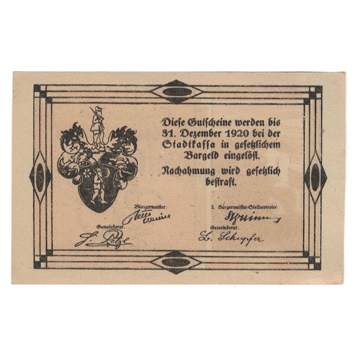 Banknote, Austria, Rottenmann Stmk. Stadtgemeinde, 20 Heller, Texte, 1920
