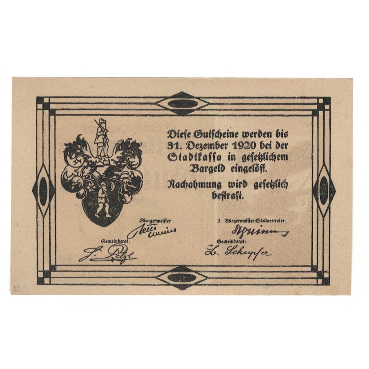 Banknote, Austria, Rottenmann Stmk. Stadtgemeinde, 50 Heller, Texte, 1920