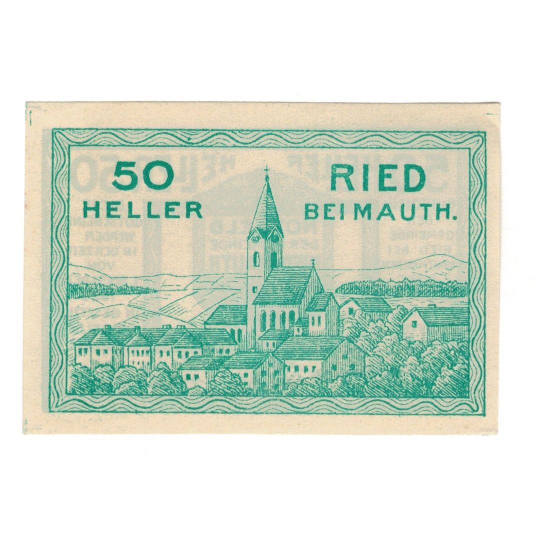 Geldschein, Österreich, Ried bei Mauthausen O.Ö. Gemeinde, 50 Heller, Eglise