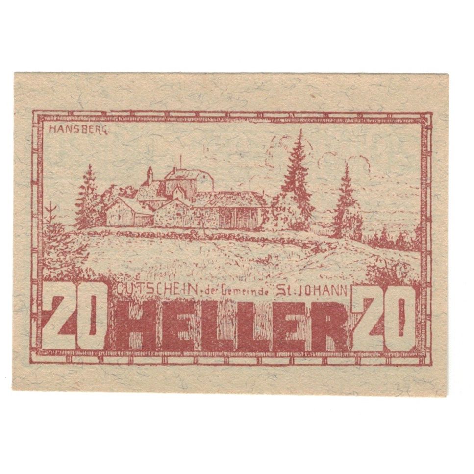 Geldschein, Österreich, St. Johann Am Wimberg O.Ö. Gemeinde, 20 Heller, Texte
