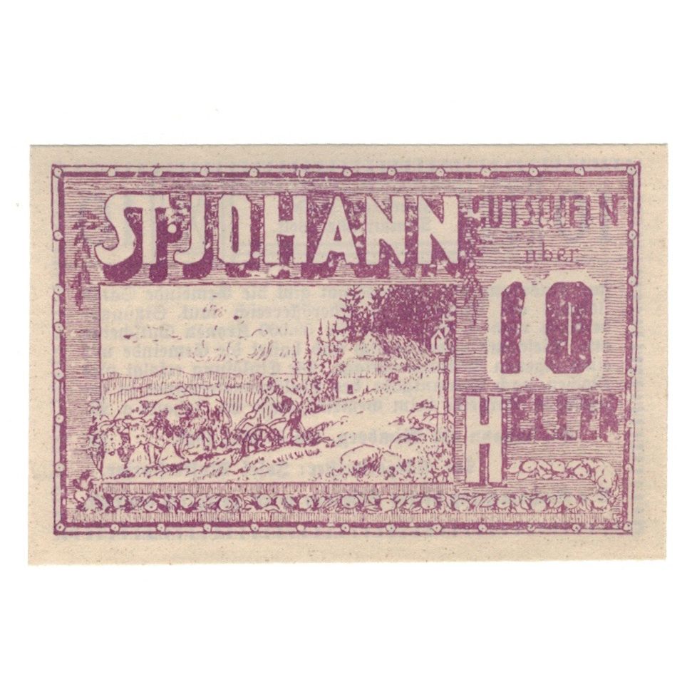 Geldschein, Österreich, St. Johann Am Wimberg O.Ö. Gemeinde, 10 Heller, Texte